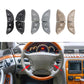 Steering wheel multi-function button cover set in black, gray and beige tones with icons