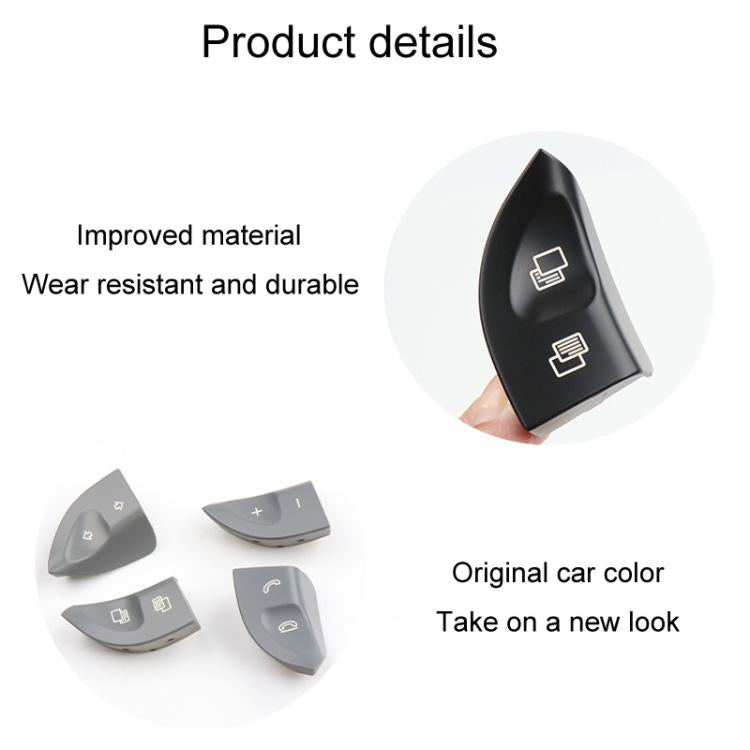 Black steering wheel button cover in hand with home and phone icons