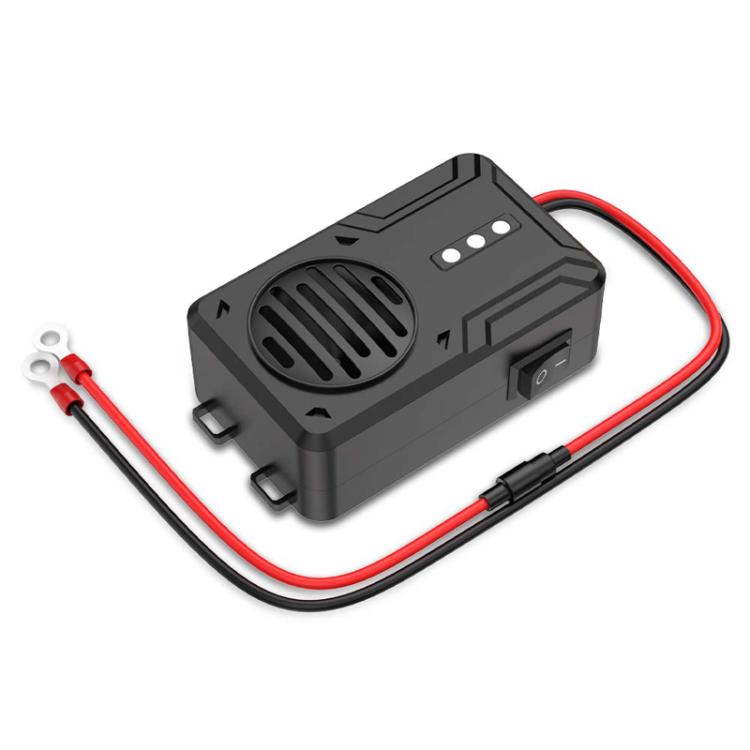 Black ultrasonic car repeller module with red/black cables and antenna mounting rods.
