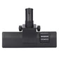 Black vacuum floor brush with 32mm center inlet and side caster wheels