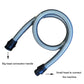 Blue corrugated vacuum hose extension with two black connector ends