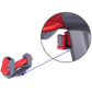 Red and gray plastic switch carabiner holder with close-up of latch area