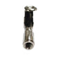Threaded metal tip and black body on test clip lead