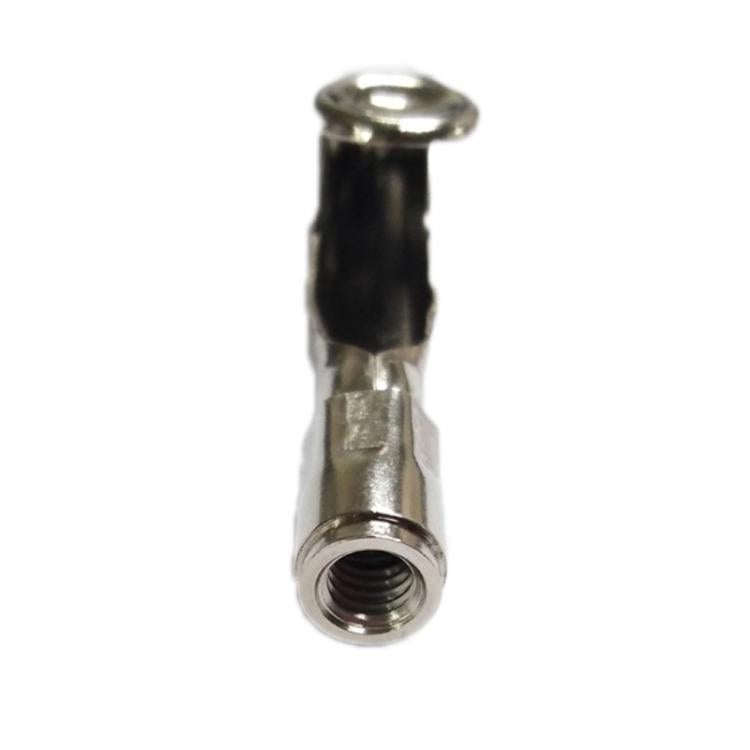 Threaded metal tip and black body on test clip lead