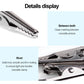 Close view of alligator clip with serrated grip and rivet joint