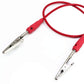 Pair of red insulated test leads with metal alligator clips and wire loop