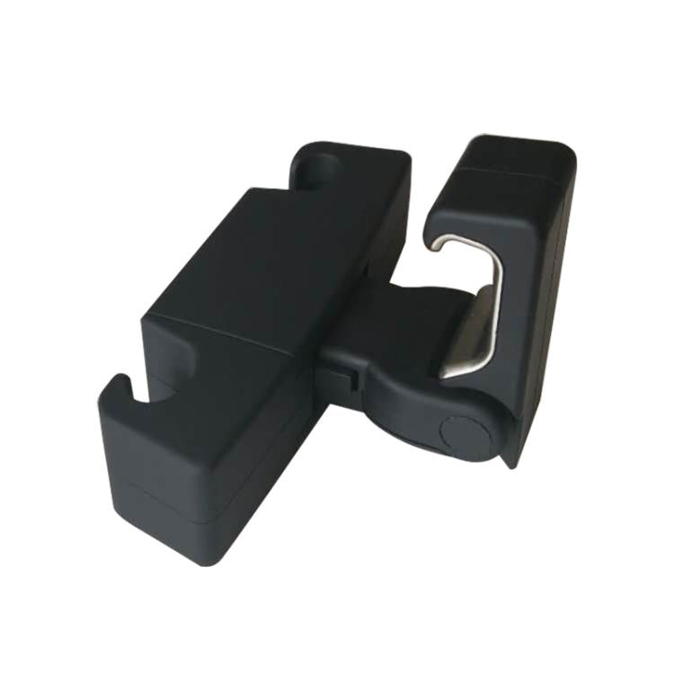 Car seatback hanging hook clip with latch, no suction cup piece shown