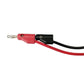 Banana plug to BNC test cable showing red and black plug ends on wired leads