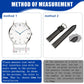 Watch measurement method card showing dial, strap, and measurement scale