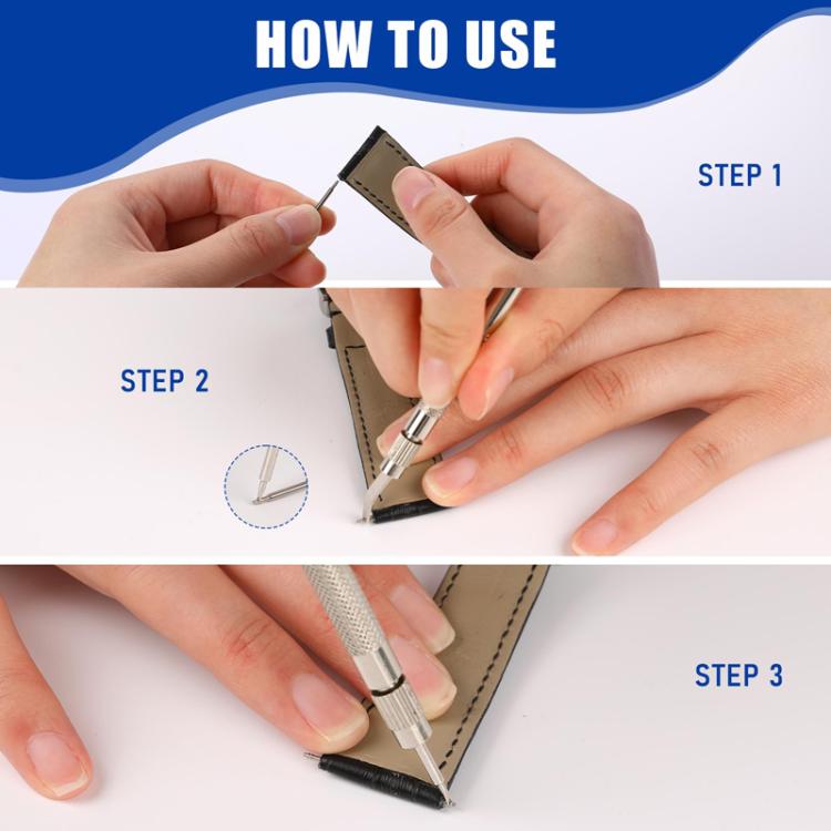 Hands using a tool to install a watch spring pin into a strap