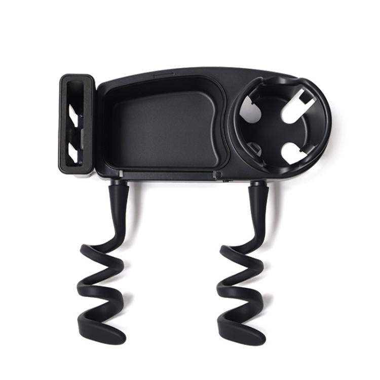 3-in-1 stroller tray and cup holder base with spring legs, black plastic
