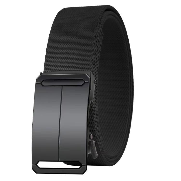 Black stretch fabric belt with automatic buckle, 120cm length