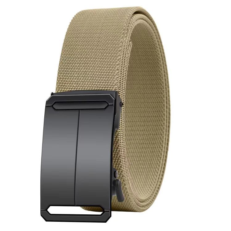Khaki stretch fabric belt with automatic buckle