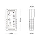 RT100 relay tester size diagram with front and side dimensions in mm