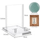 Clear acrylic picture frame plate stand with front tray and two metal supports