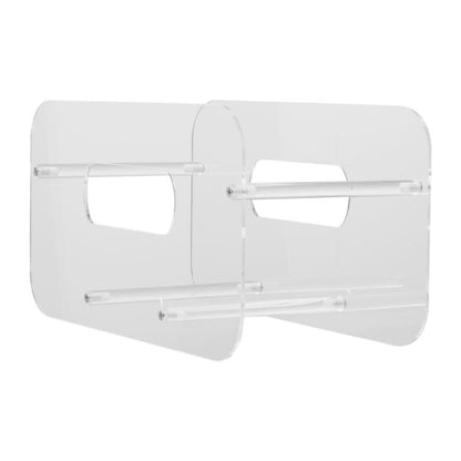 Acrylic plate display stand with two horizontal support bars and side cutouts