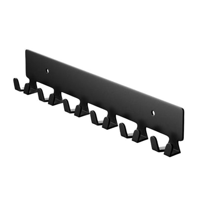 Black metal key wall hook rack with six angled hooks