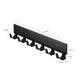 Black metal key wall hook rack with six hooks and size dimensions