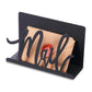 Black metal mail letter storage rack holding letters and envelopes with 'Mail' cutout