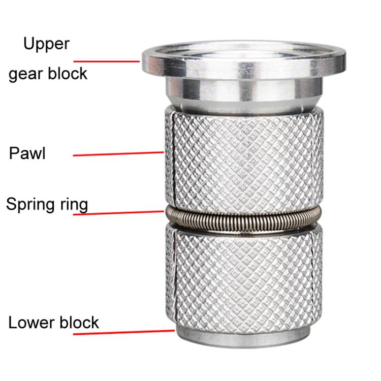 Bicycle fork expansion core with internal parts: pawl, spring ring, and blocks