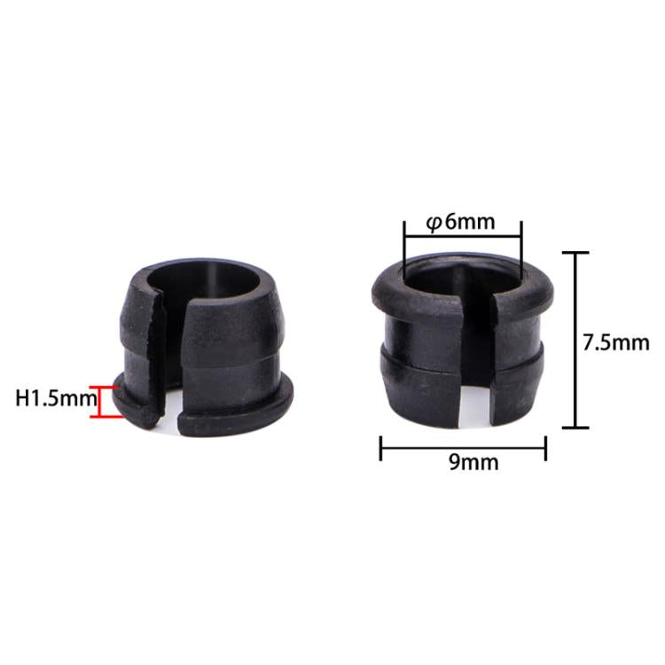 Black adapter sleeve: 6mm ID, 9mm OD, 7.5mm height
