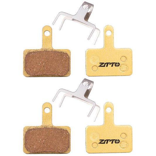 ZTTO mountain bike disc brake pads set, copper-brown and gold friction linings with metal plates