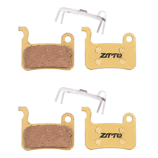 ZTTO disc brake pads pair with copper-brown lining and gold lining plates