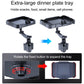 Expandable 360° dinner plate tray with rotating support, black and gray