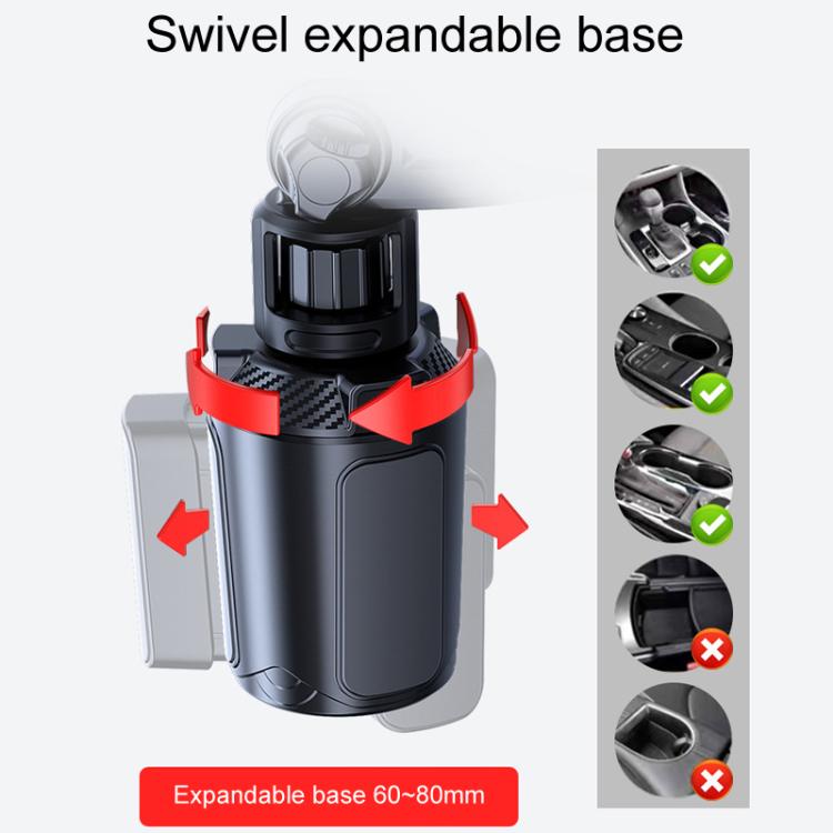 Swivel expandable base for car tray with adjustable 60–80mm fit, black