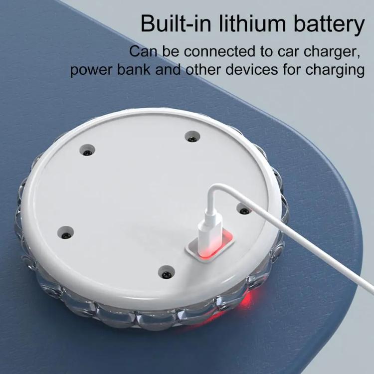 Round LED light base with built-in lithium battery and charging cable connection