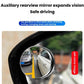 Mounted auxiliary round mirror with wide view reflected in the lens