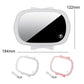 Car sun visor vanity mirror with LED ring light, white housing, oval shape