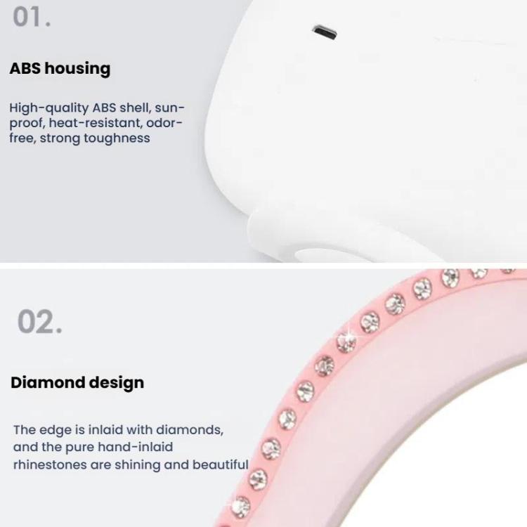 Pink rhinestone-edged LED light strip for vanity mirror