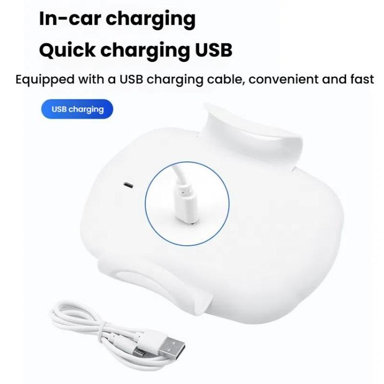 White car sun visor vanity mirror with LED lights and USB charging cable
