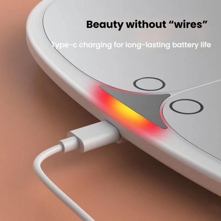 Car sun visor LED mirror with glowing touch button and USB charging cable