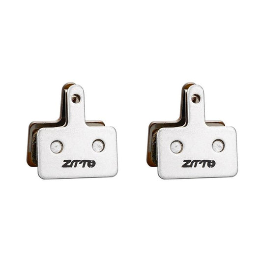 Bicycle disc brake pad set with metal sintered backing, two white pads with ZTTO logo