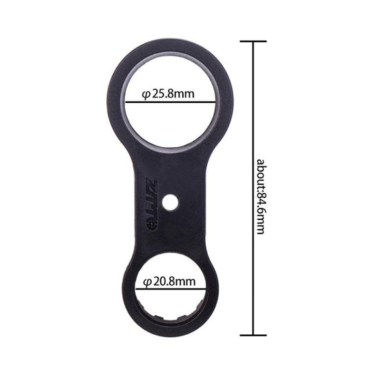 Mountain bike fork shoulder cap wrench, size guide with 25.8mm and 20.8mm openings