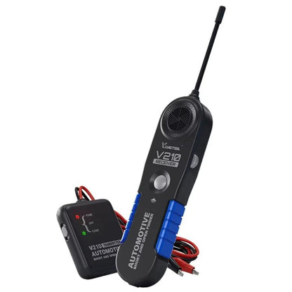 Automotive circuit tester kit with receiver probe and sender unit plus red/black leads
