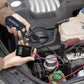 Handheld use of automotive circuit tester in engine bay with receiver probe and sender