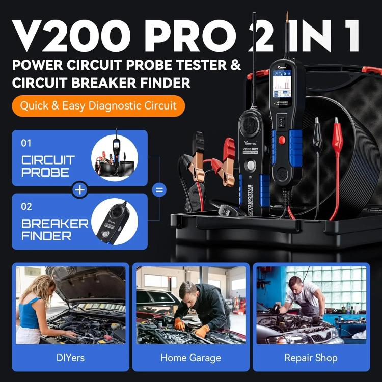 2-in-1 power circuit probe tester and breaker finder with handheld display and probes