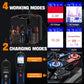 Automobile circuit probe tester with LCD screen, indicator lights, and red/blue clamps