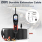 Automotive circuit tester with long coiled extension cable and red/black battery clamp leads