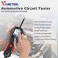 Handheld automotive circuit tester held in hand with coiled cable and probe tip