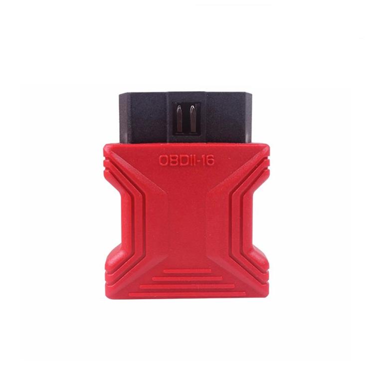 OBD-II 16-pin adapter, red and black housing with OBDII-16 marking