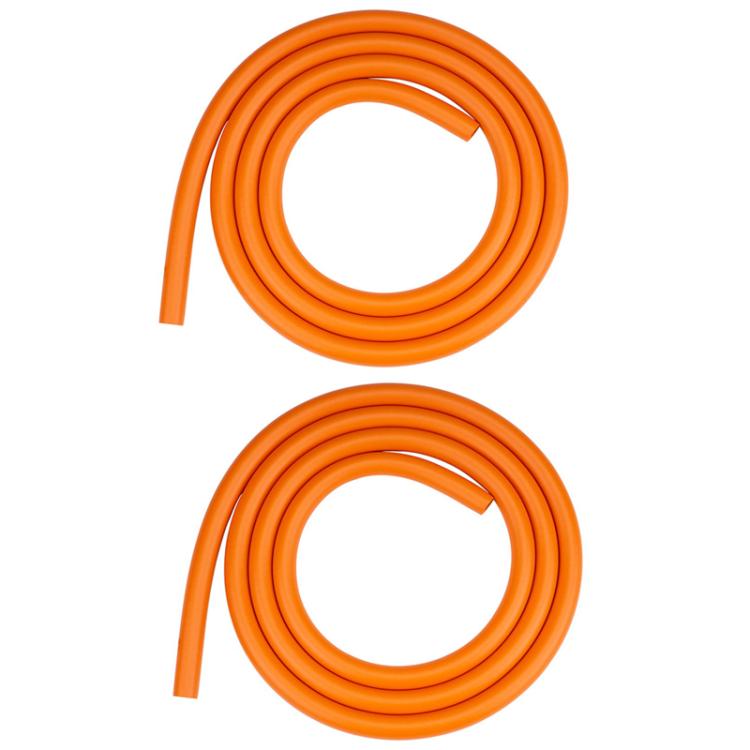 Orange foam anti-rattle bicycle cable tubes, two coiled lengths
