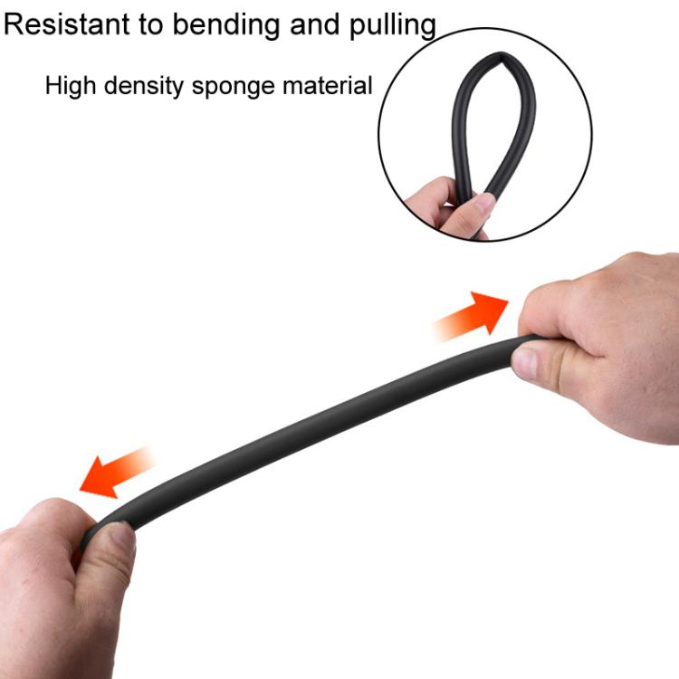 Black foam anti-rattle bicycle cable tube being bent by hands