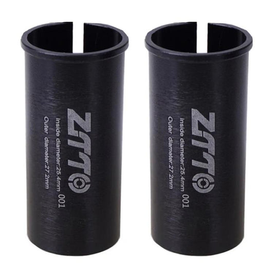 Bicycle seat post conversion sleeve reducers, black pair of cylindrical covers with open tops