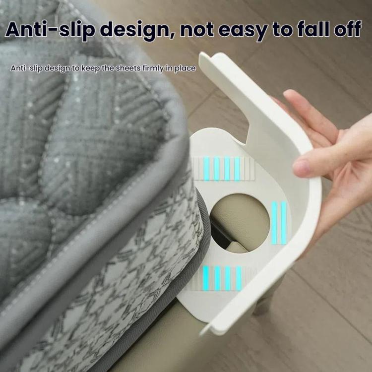 Anti-slip sheet clip holding fabric on bed edge, hidden fixer