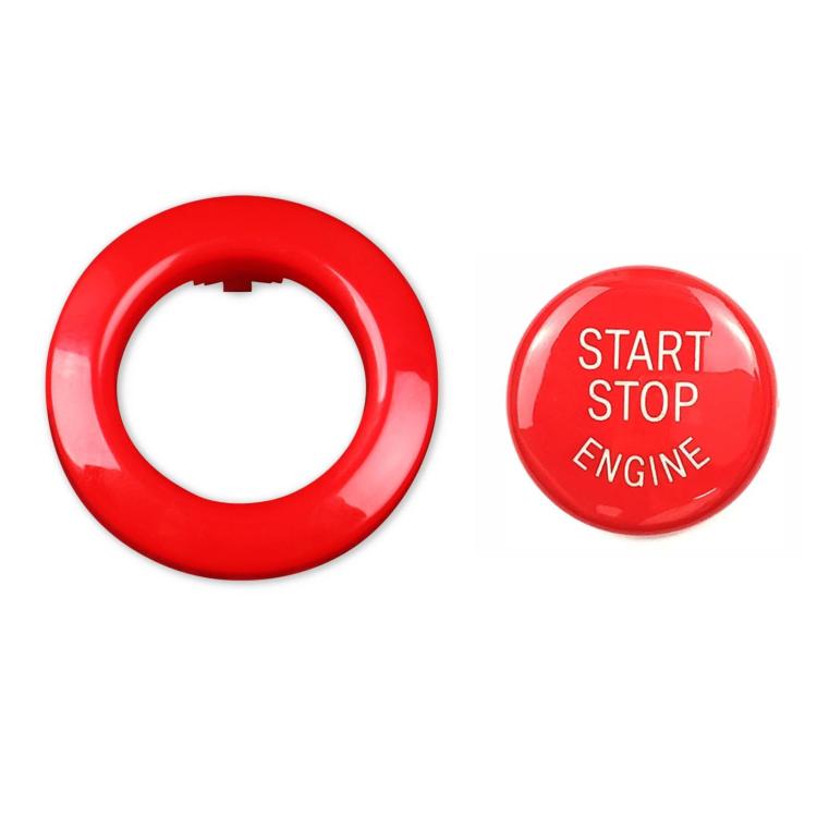 Red one-key start button cover with ring and Start Stop Engine text