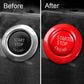 Installed red start/stop engine button cover on dashboard
